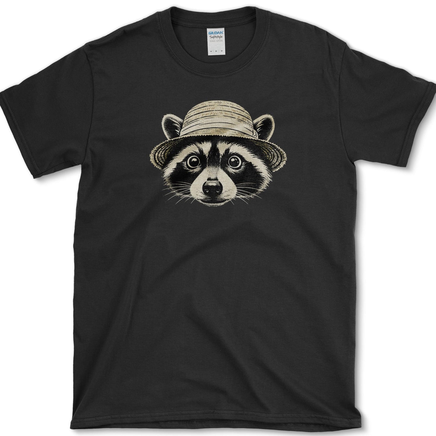 Raccoon in Straw Hat design featuring raccoon artwork on a t-shirt