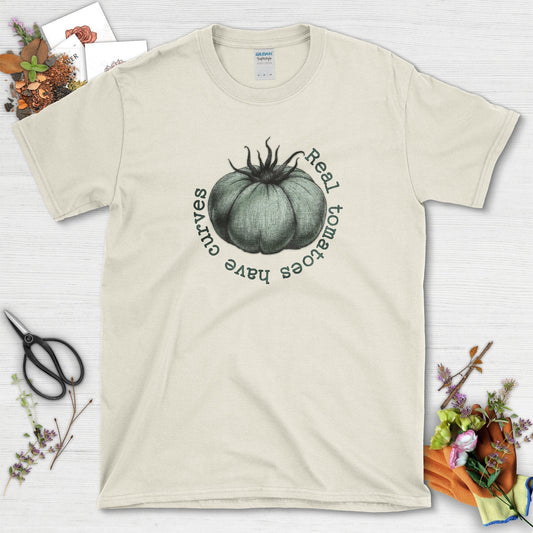 Real Tomatoes Have Curves T-Shirt Natural / S / T-Shirts Physical Item