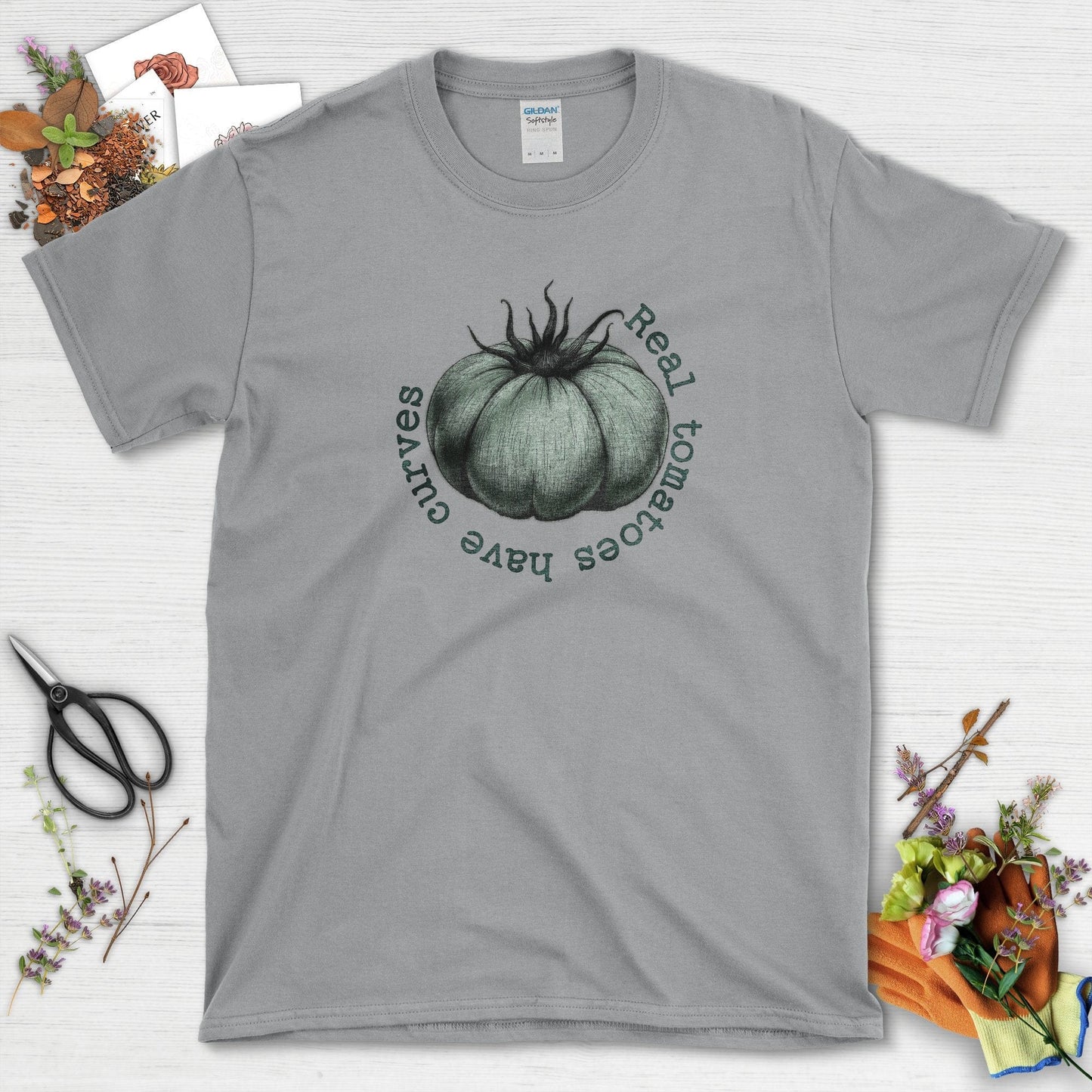 Real Tomatoes Have Curves T-Shirt Sport Grey / S / T-Shirts Physical Item