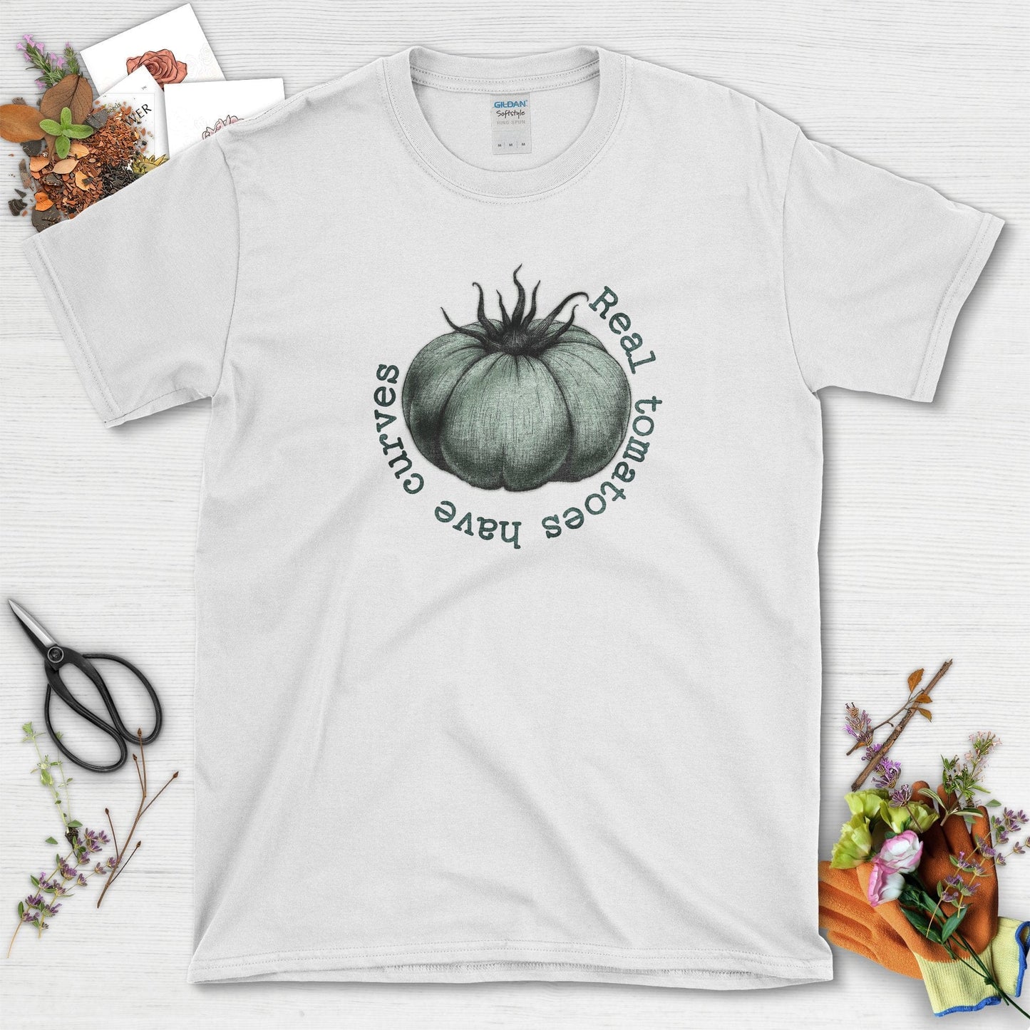 Real Tomatoes Have Curves T-Shirt White / S / T-Shirts Physical Item