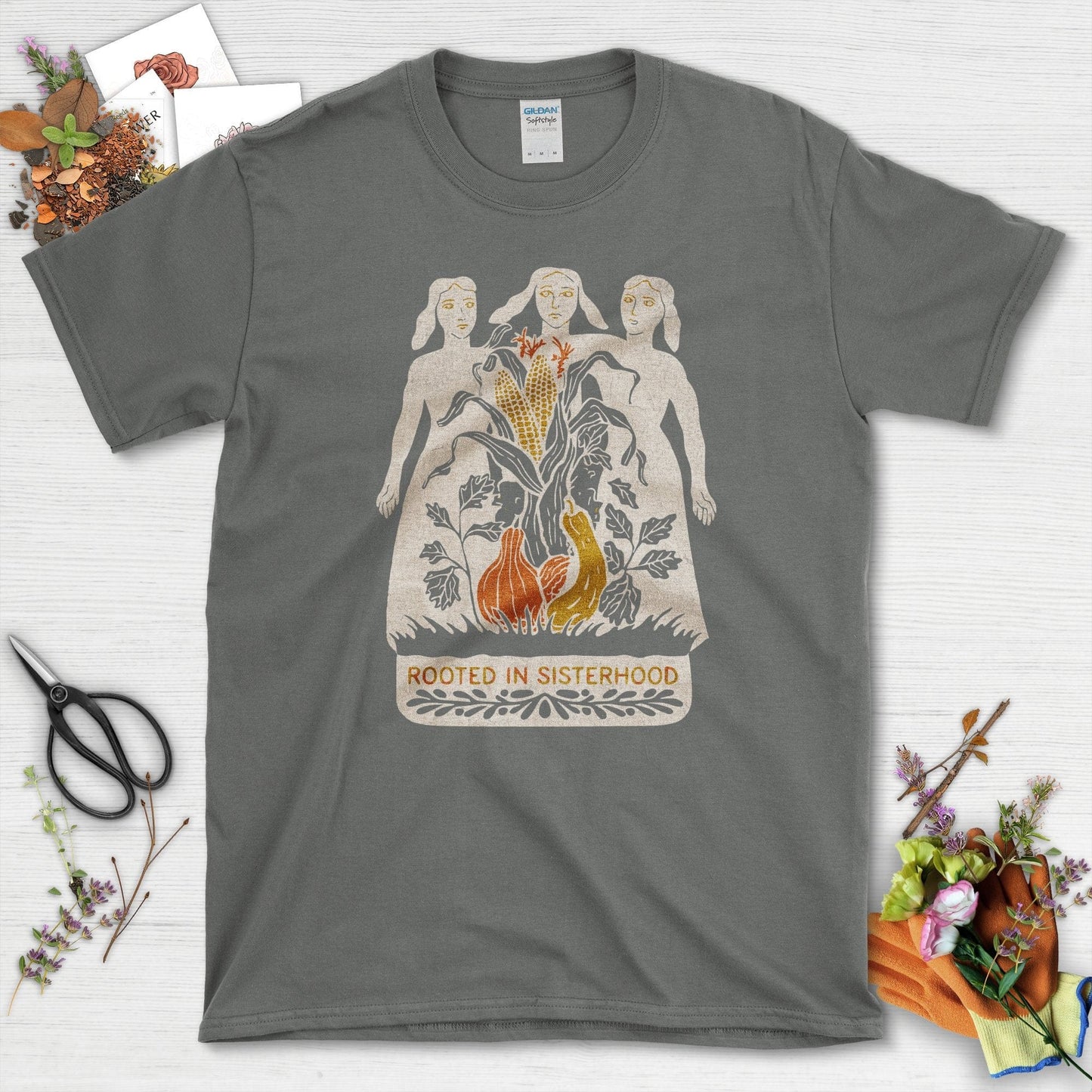 Rooted in Sisterhood T-Shirt T-Shirts / S / Charcoal Physical Item