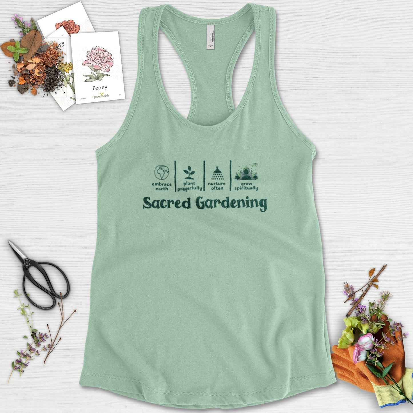 Sacred Gardening Plant Water Grow Racerback Racerback / XS / Mint Physical Item