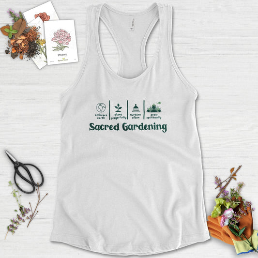 Sacred Gardening Plant Water Grow Racerback Racerback / XS / White Physical Item