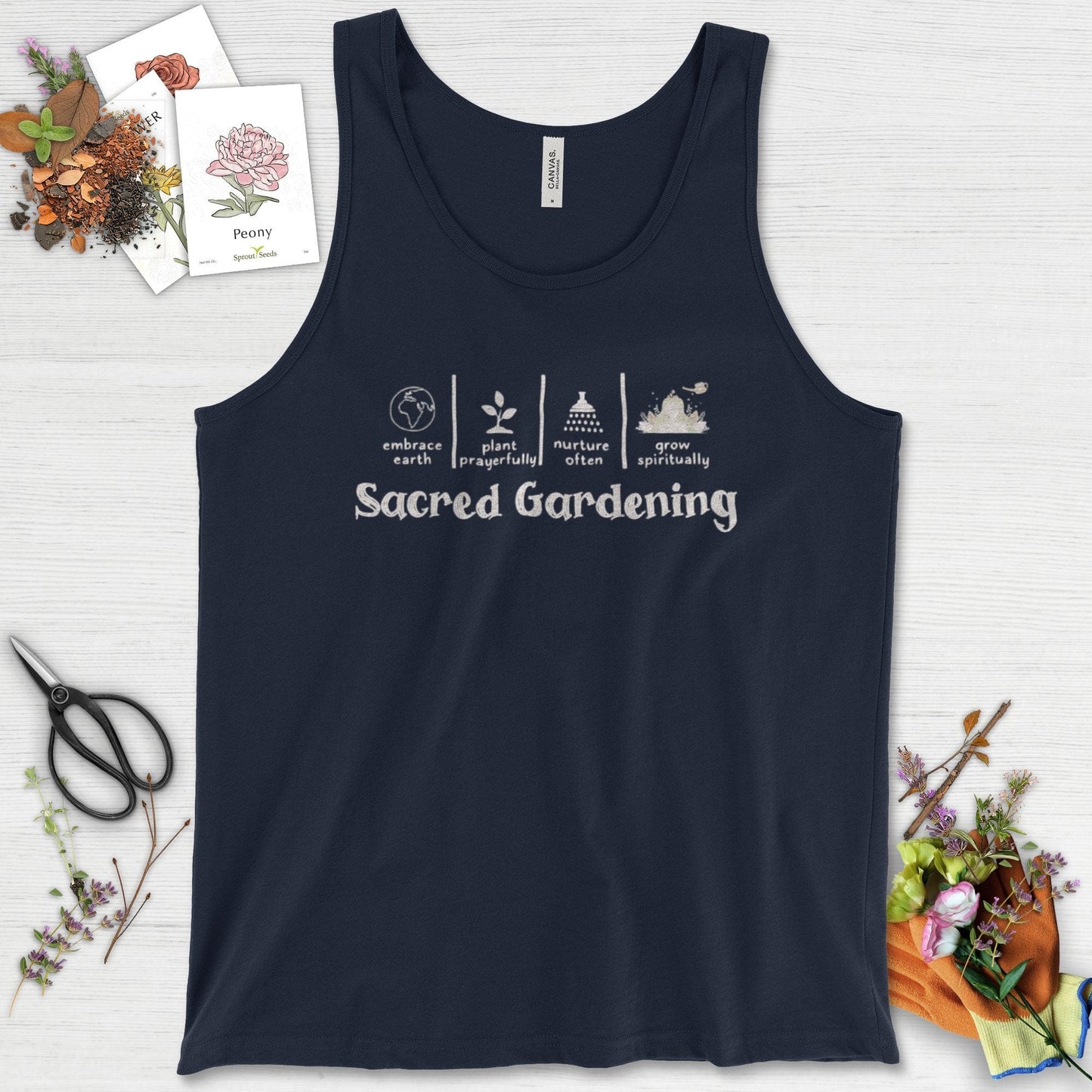 Sacred Gardening Plant Water Grow Tank Top Navy / XS Physical Item