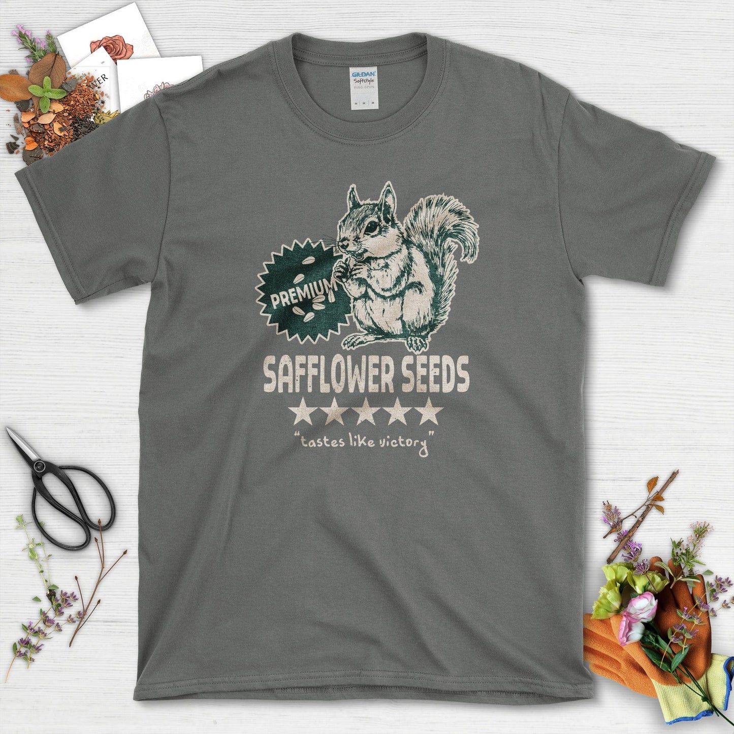 Safflower Seeds Squirrel T-Shirt Charcoal / S T-Shirt