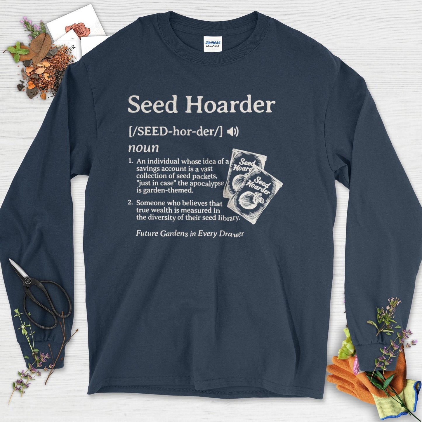 Seed Hoarder Definition Long Sleeve Navy / S T-Shirt
