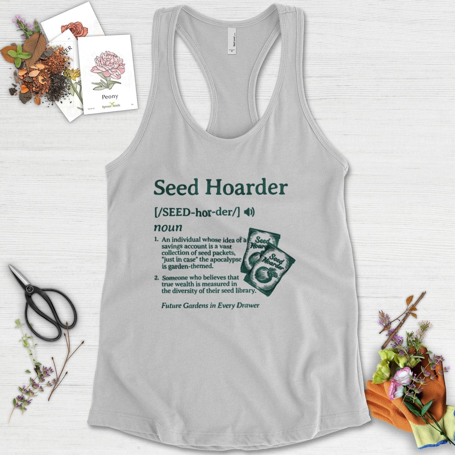 Seed Hoarder Definition Racerback Racerback / XS / Heather Grey Physical Item