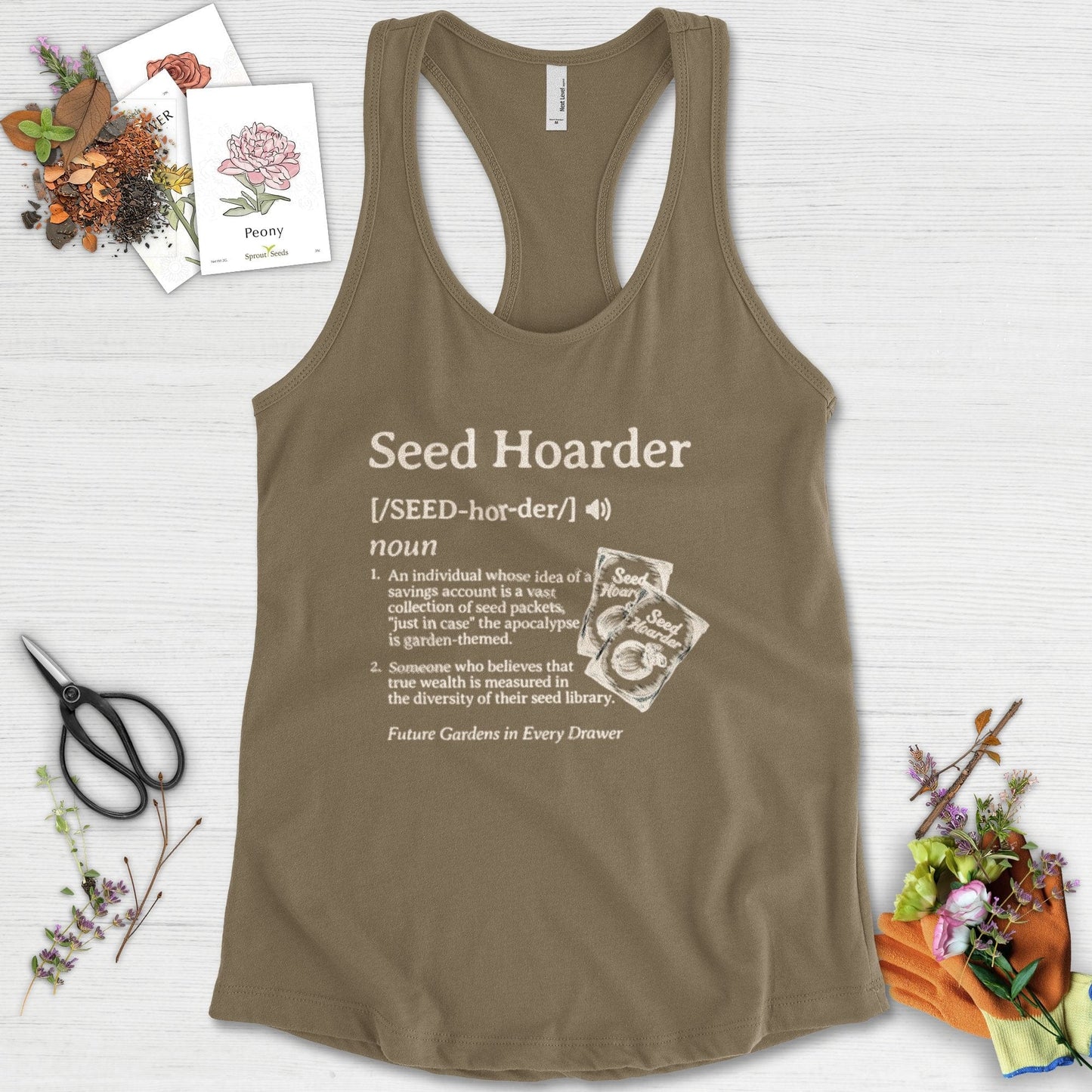 Seed Hoarder Definition Racerback Racerback / XS / Military Green Physical Item