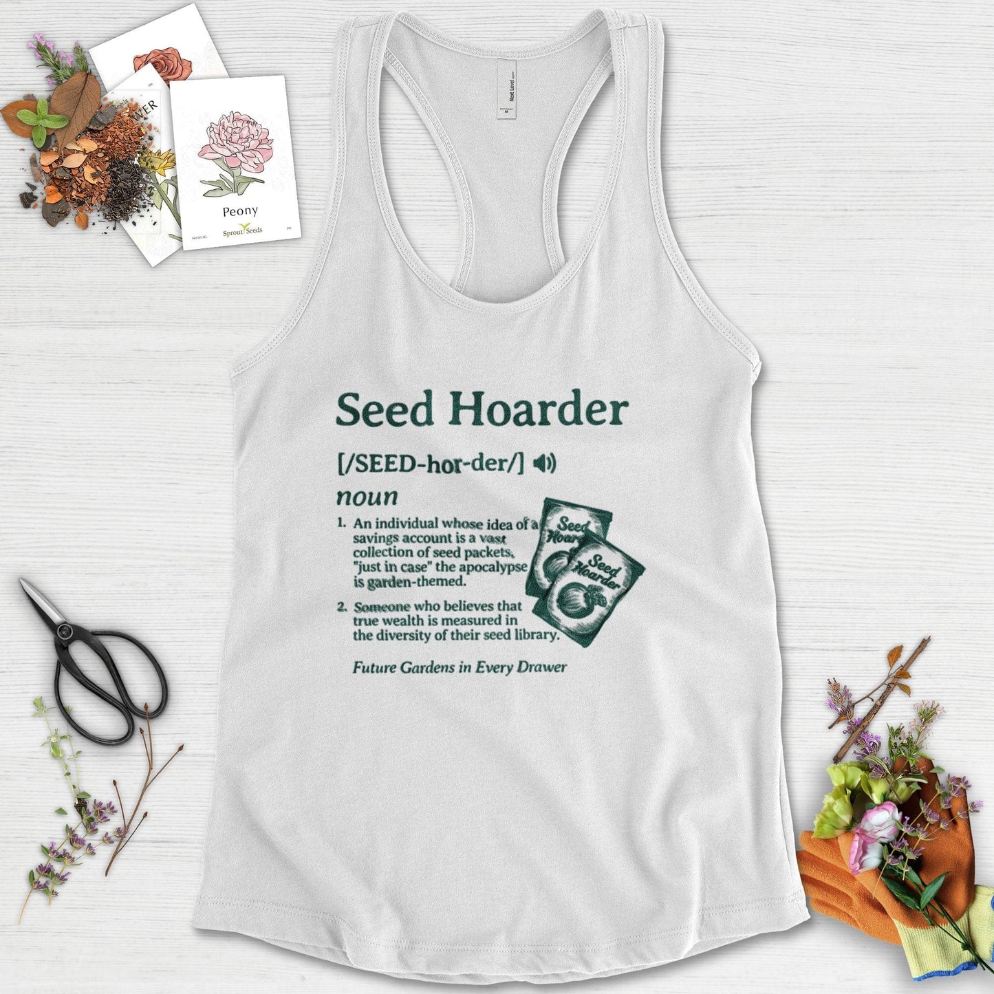 Seed Hoarder Definition Racerback Racerback / XS / White Physical Item