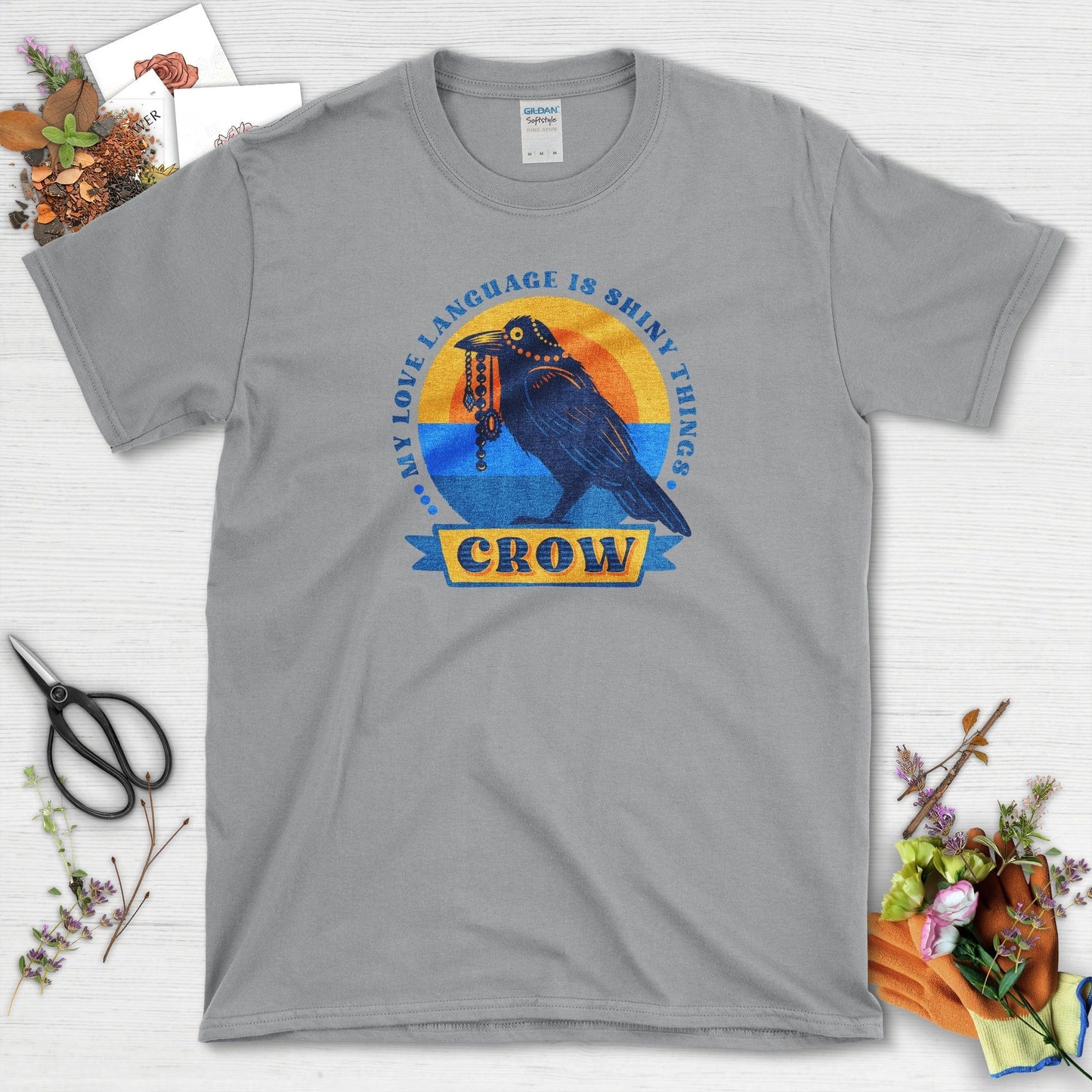 Shiny Love Language Crow T-Shirt Sport Grey / S Physical Item
