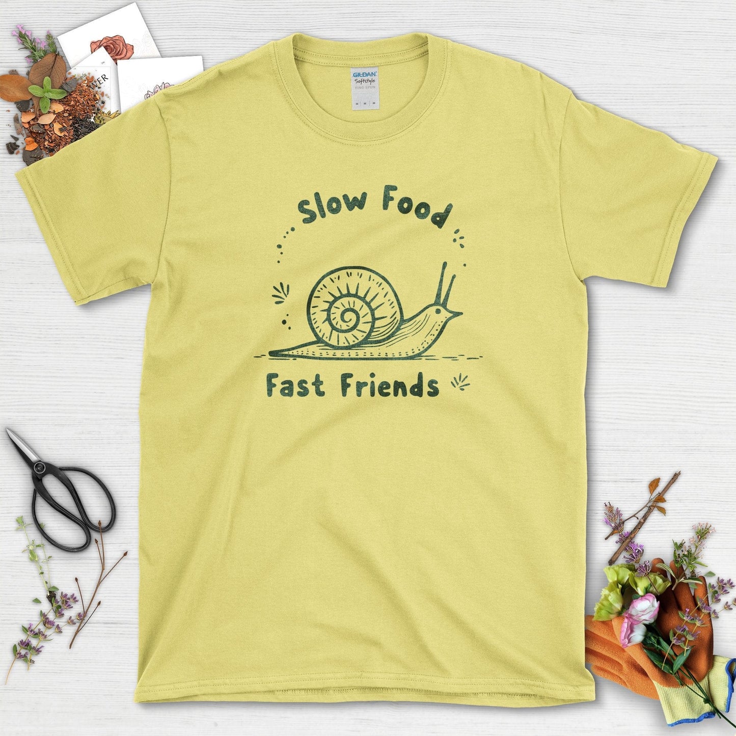 Slow Food Fast Friends T-Shirt Cornsilk / S T-Shirt
