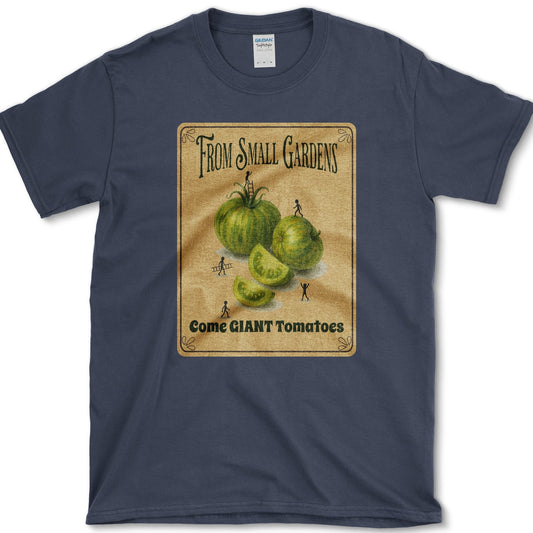 Small Gardens, Giant Tomatoes T-Shirt Navy / S Essential Tees