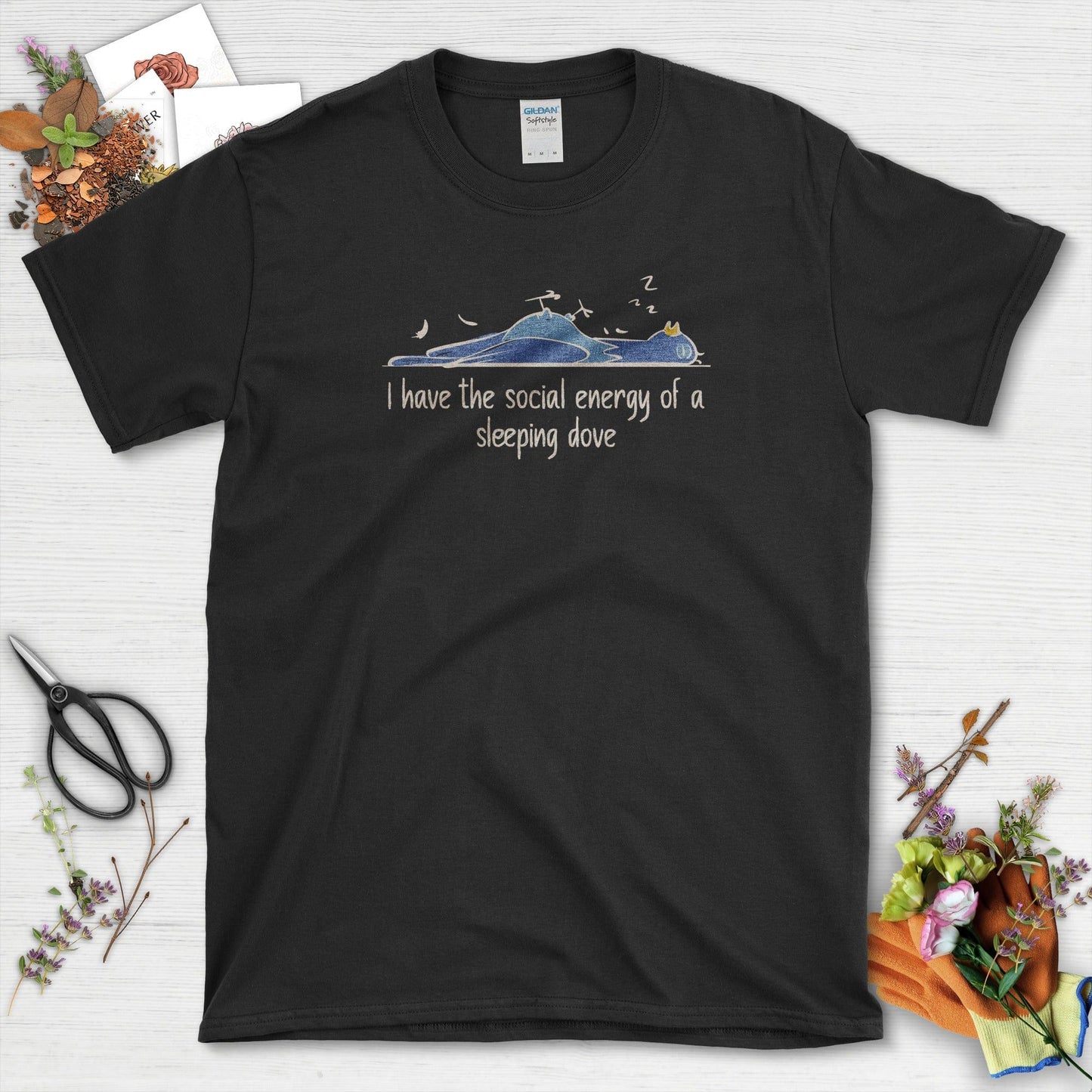 Social Energy of Sleeping Dove T-Shirt Black / S T-Shirt