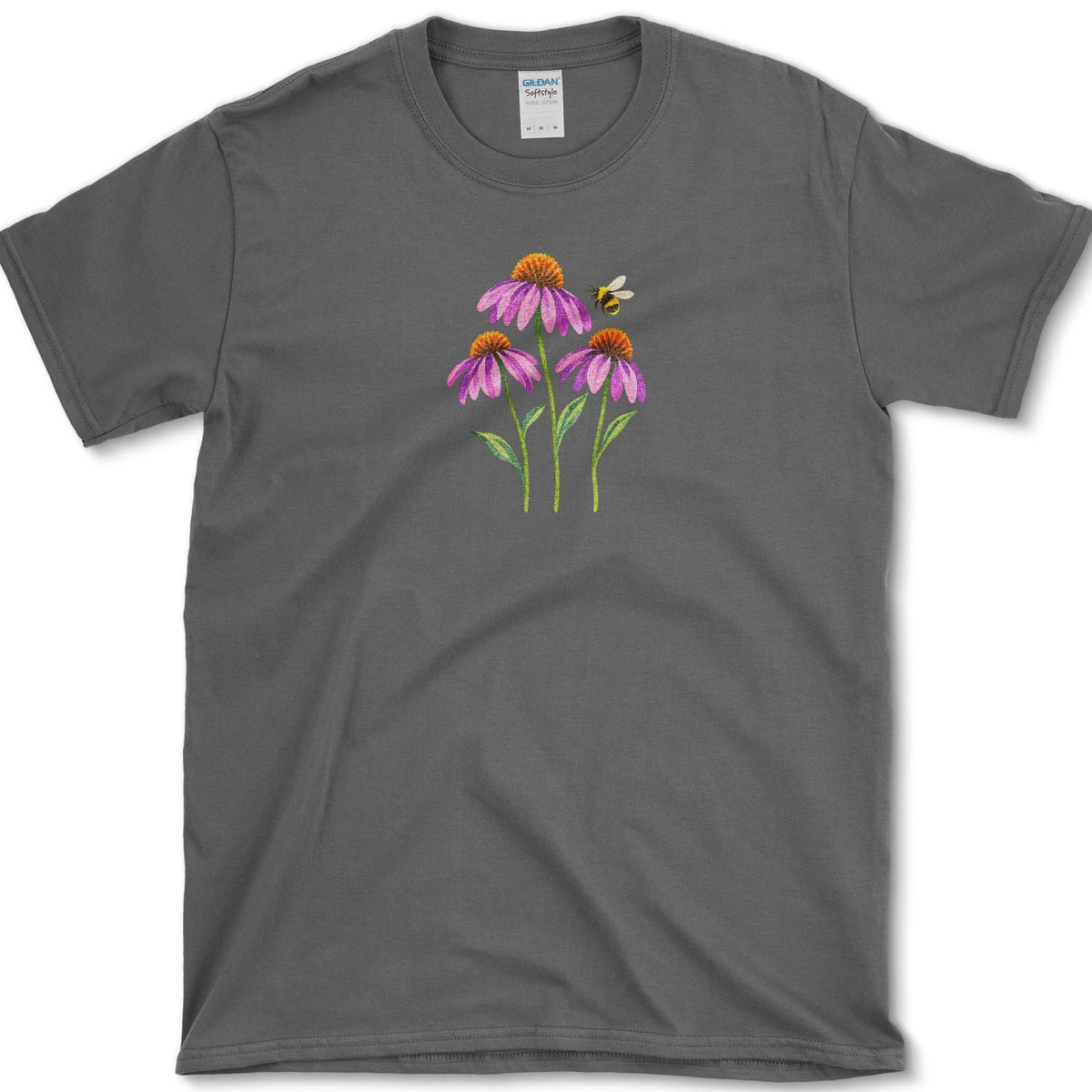 Soft Coneflowers T-Shirt Dark Heather / S Essential Tees
