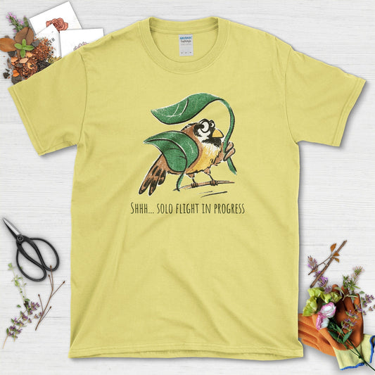 Solo Flight In Progress T-Shirt T-Shirts / S / Cornsilk Physical Item