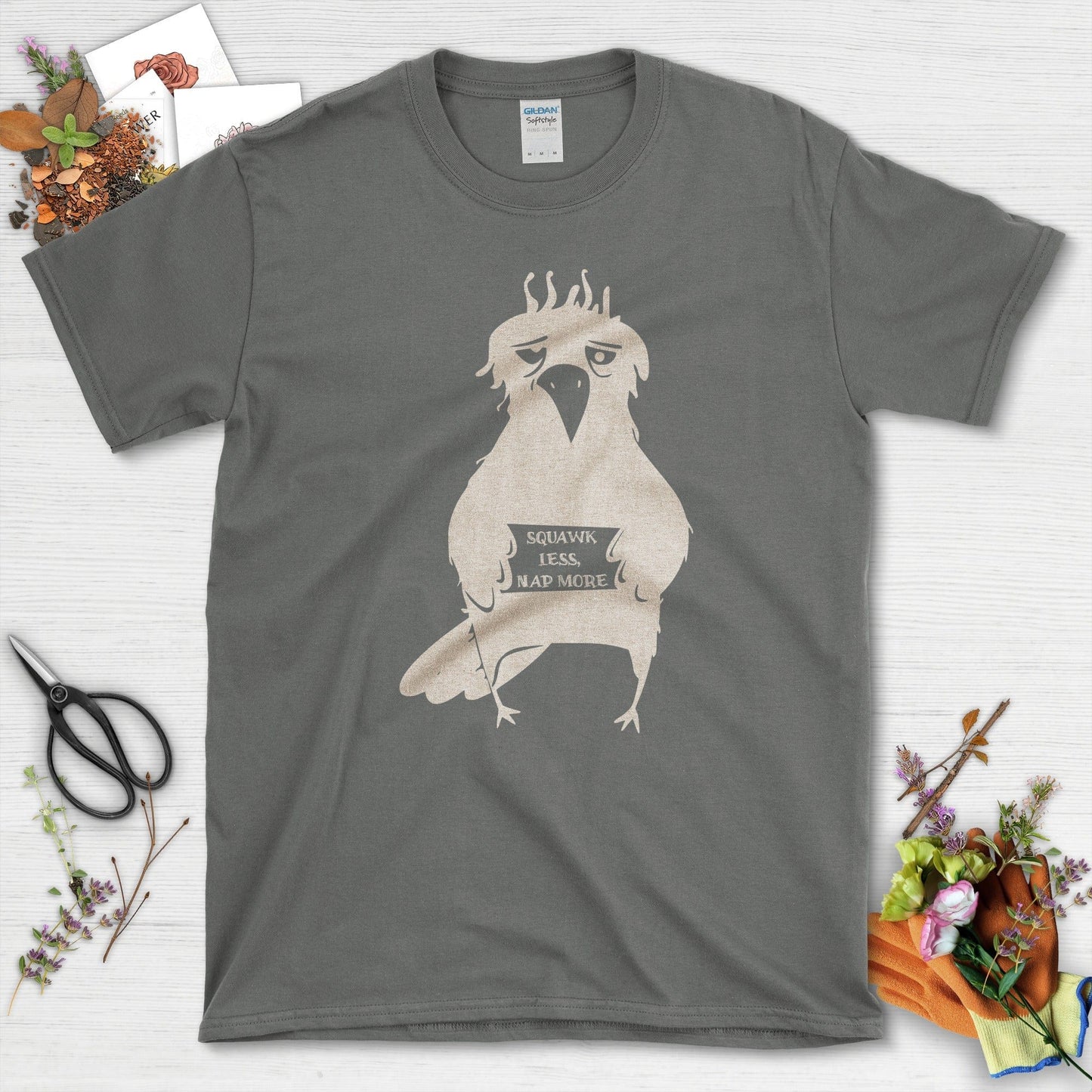 Squawk Less Nap More T-Shirt T-Shirts / S / Charcoal Physical Item
