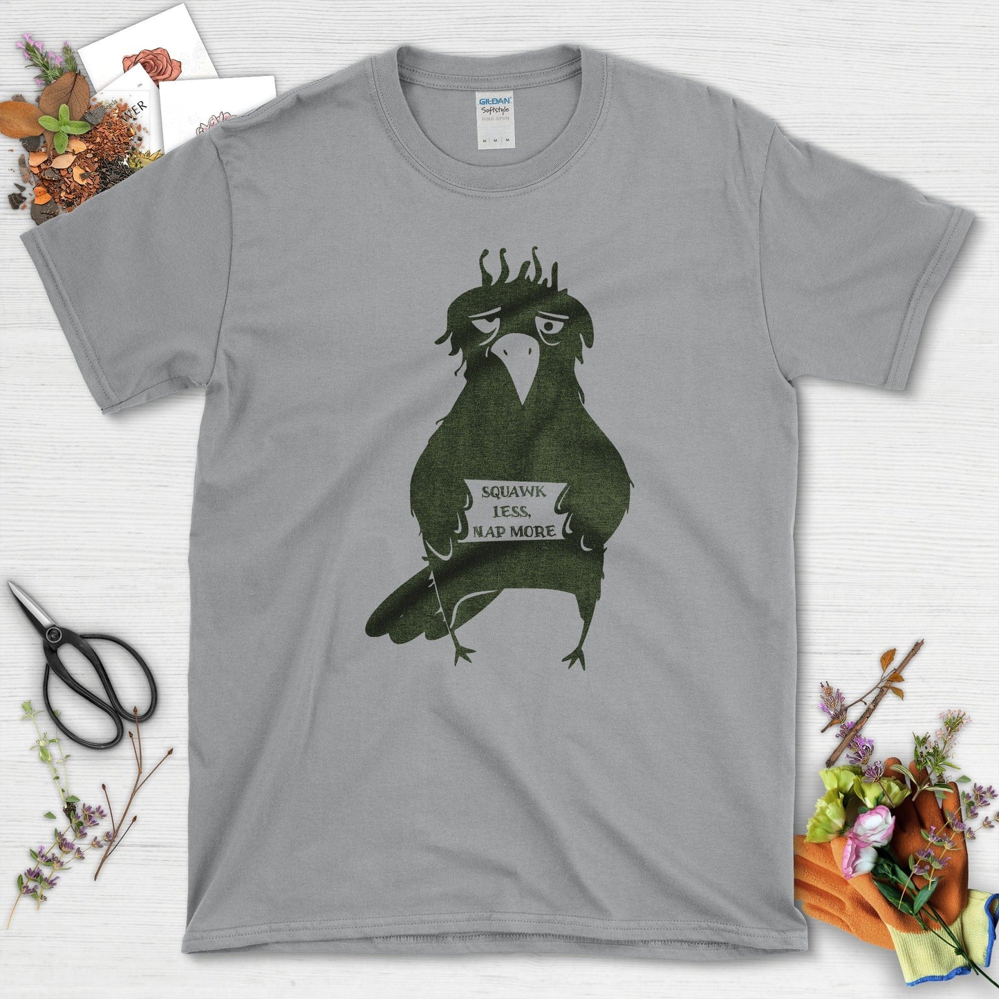 Squawk Less Nap More T-Shirt T-Shirts / S / Sport Grey Physical Item