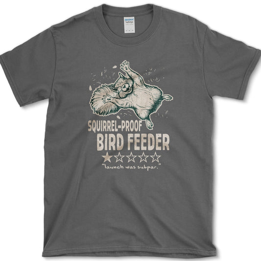 Squirrel Bird Feeder T-Shirt Dark Heather / S Essential Tees