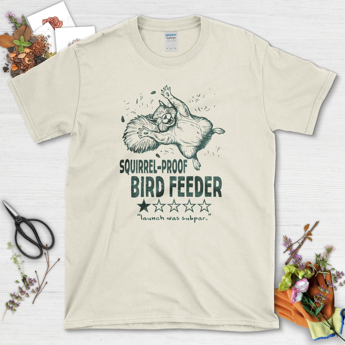 Squirrel Bird Feeder T-Shirt Natural / S T-Shirt