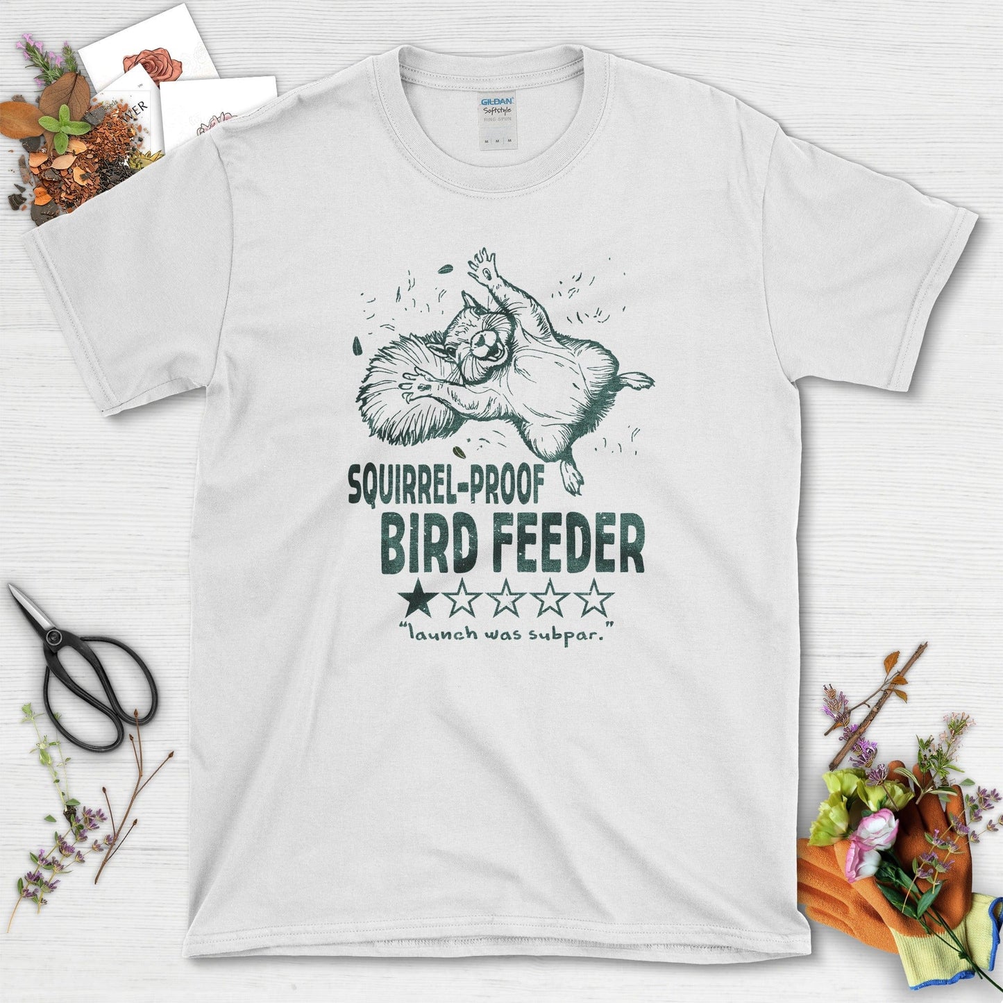 Squirrel Bird Feeder T-Shirt White / S T-Shirt