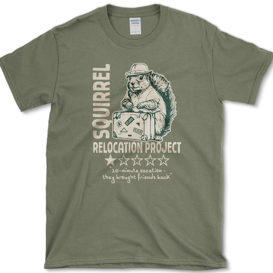 Squirrel Relocation Project T-Shirt Military Green / S Essential Tees