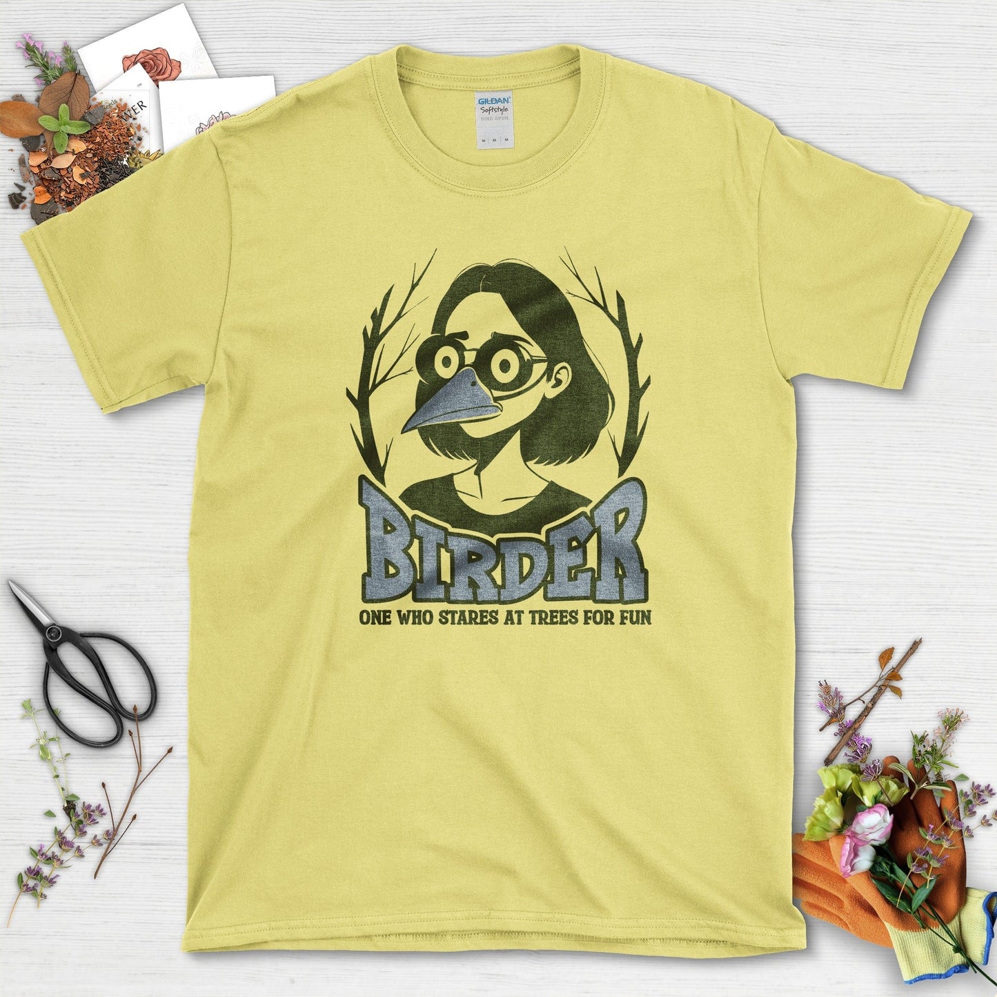 Stares Trees Bird Lover T-Shirt Cornsilk / S Physical Item