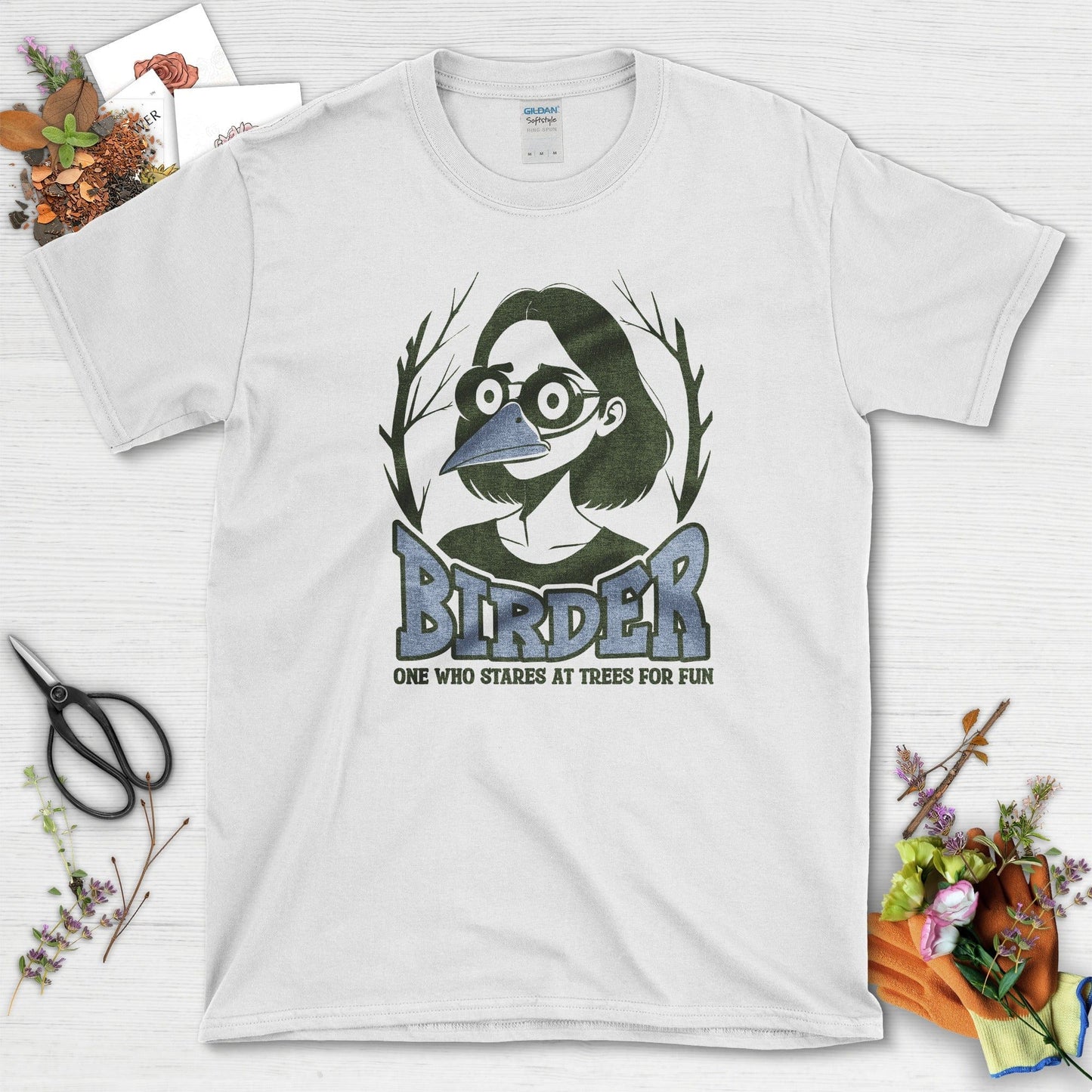Stares Trees Bird Lover T-Shirt White / S Physical Item
