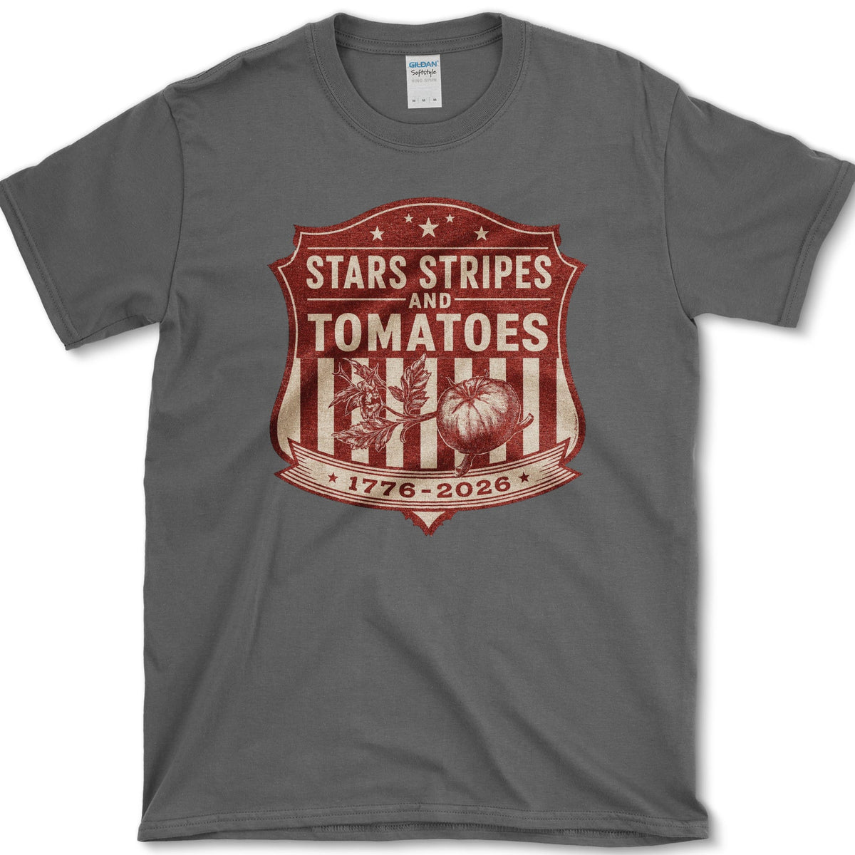 Stars Stripes Tomatoes T-Shirt S / Dark Heather Essential Tees