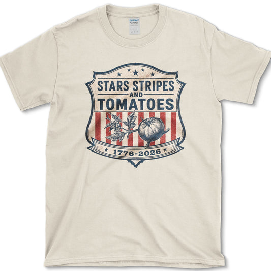 Stars Stripes Tomatoes T-Shirt S / Natural Essential Tees