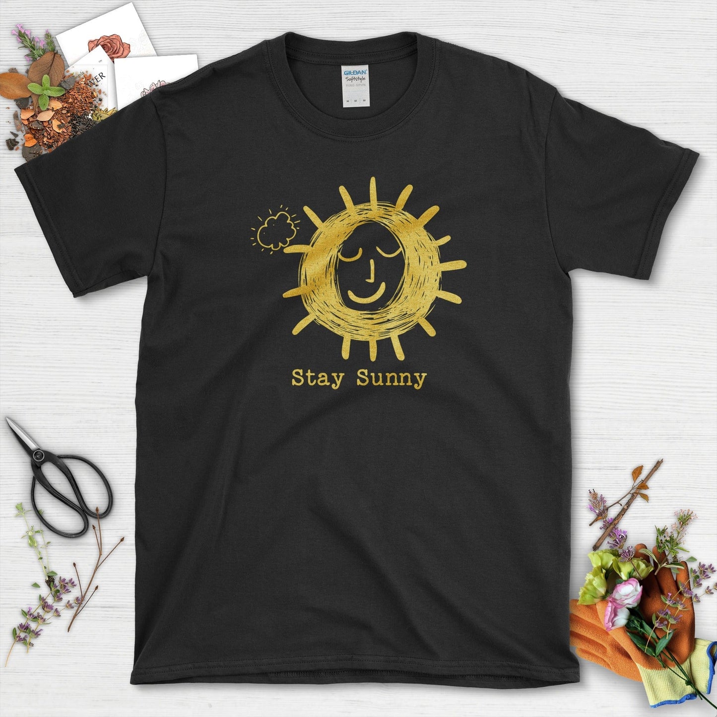 Stay Sunny Sun & Cloud T-Shirt Black / S T-Shirt