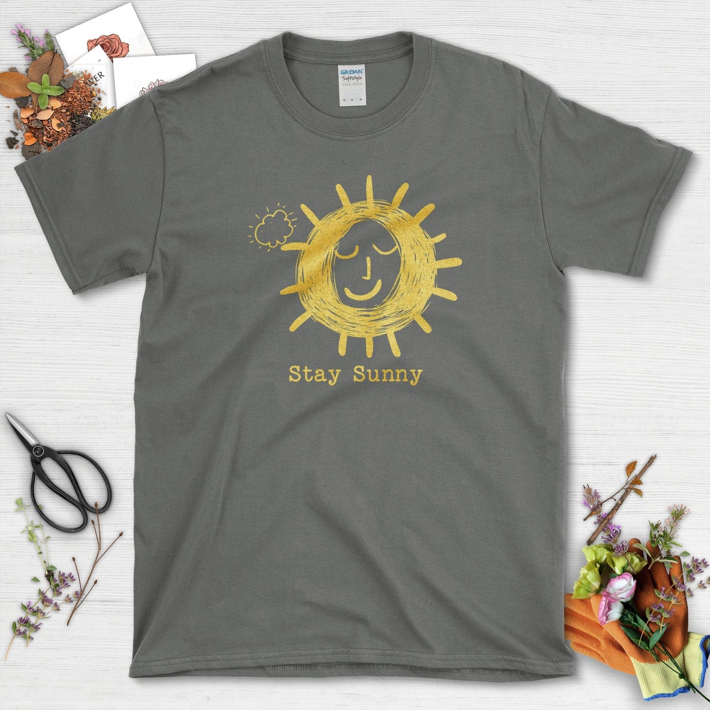 Stay Sunny Sun & Cloud T-Shirt Charcoal / S T-Shirt