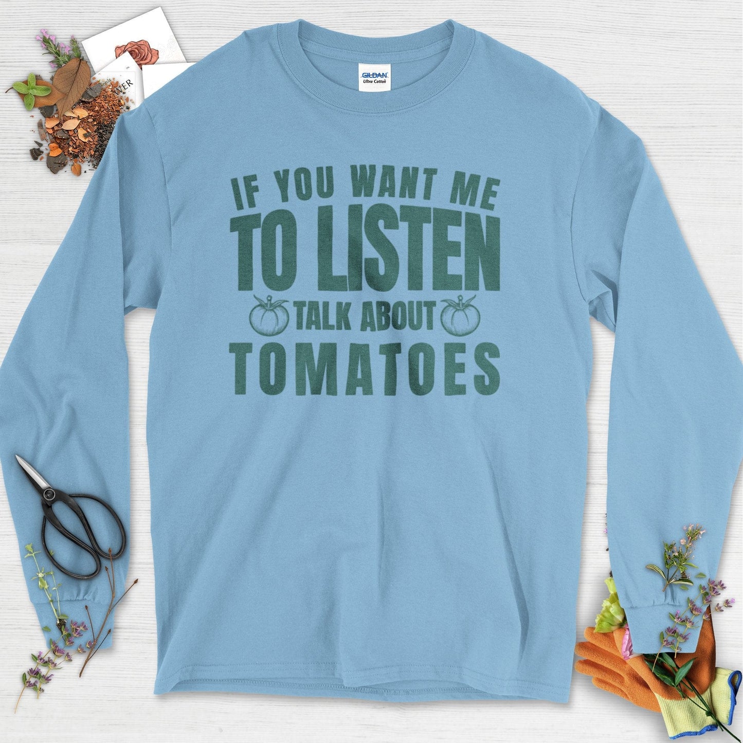 Talk About Tomatoes Long Sleeve Light Blue / S Physical Item