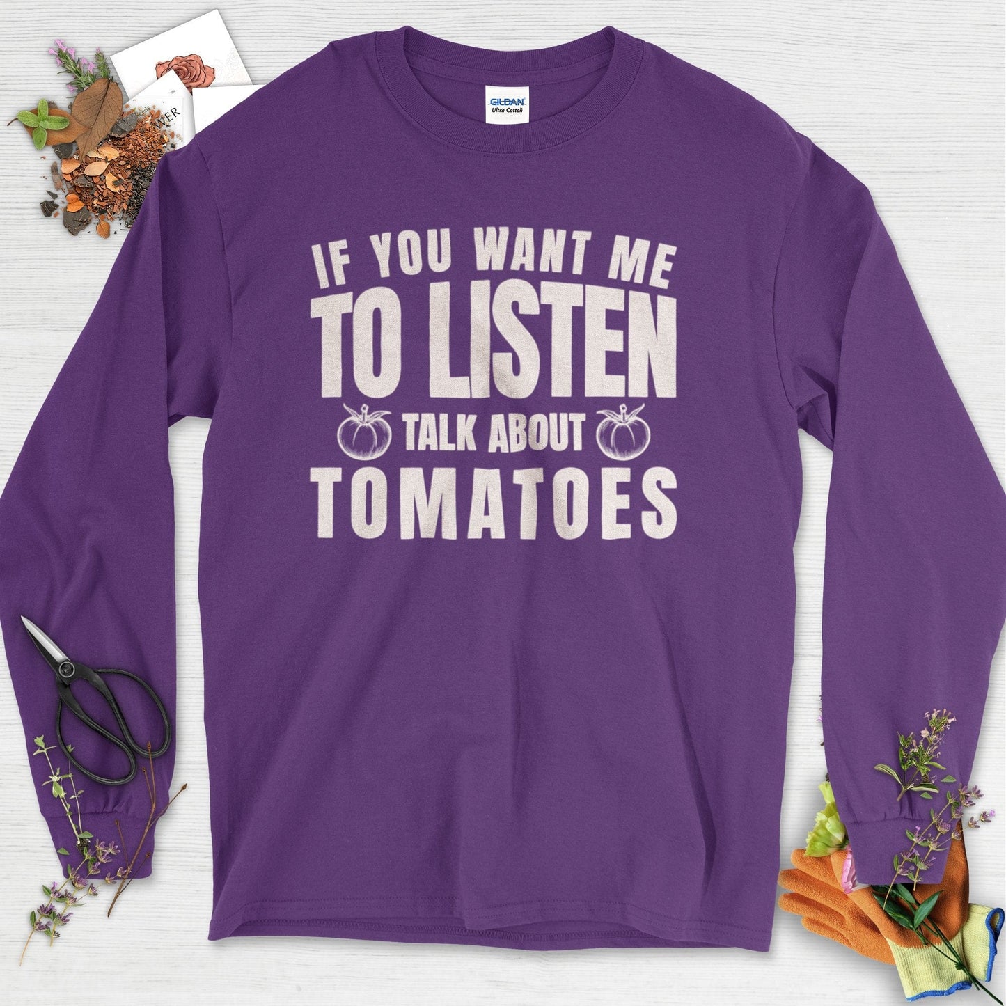Talk About Tomatoes Long Sleeve Purple / S Physical Item