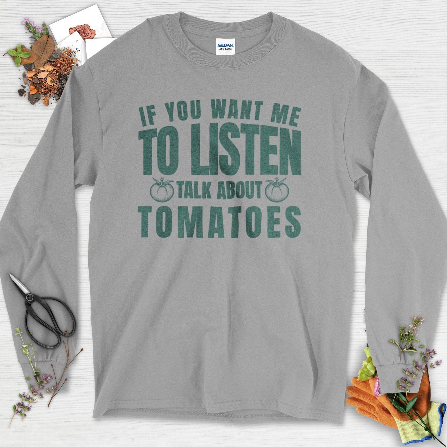 Talk About Tomatoes Long Sleeve Sport Grey / S Physical Item