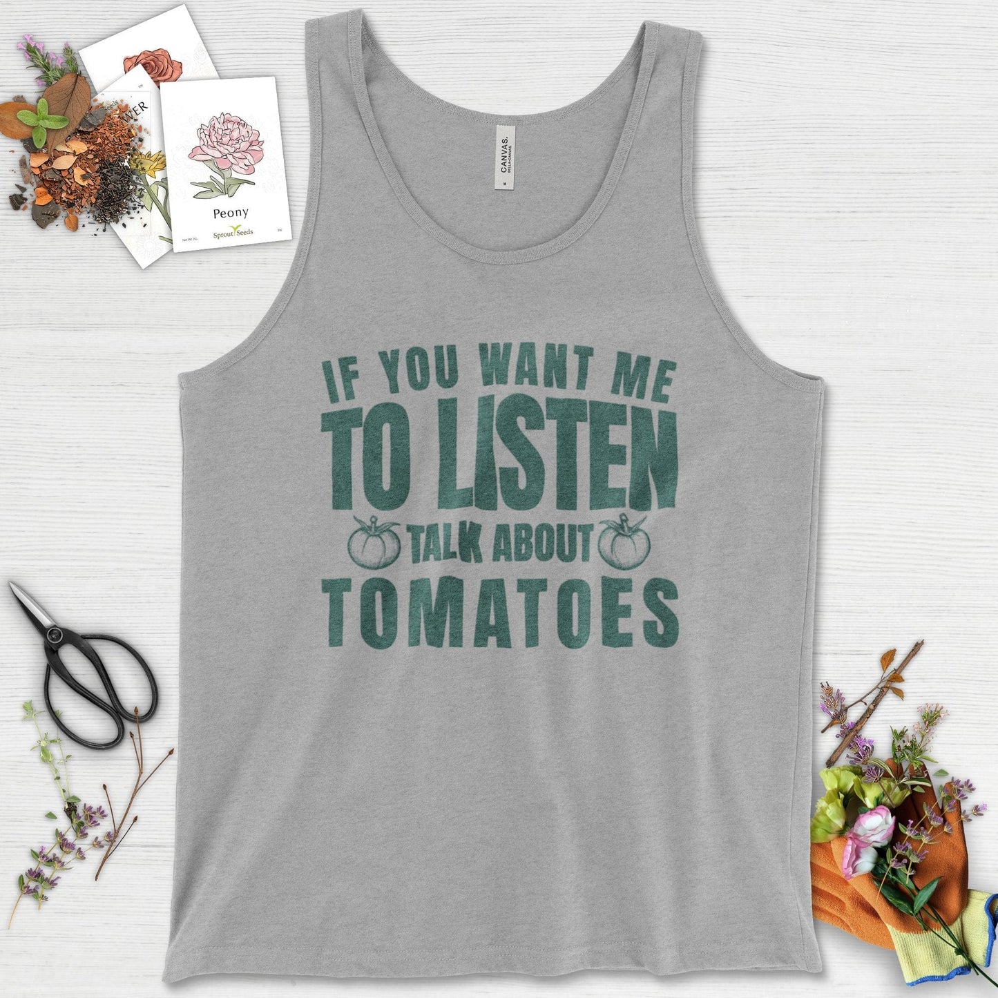 Talk About Tomatoes Tank Top Athletic Heather / XS Physical Item