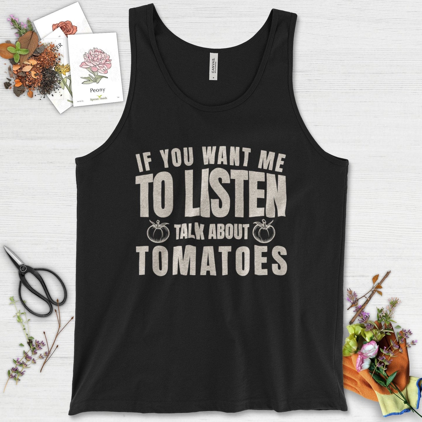 Talk About Tomatoes Tank Top Black / XS Physical Item