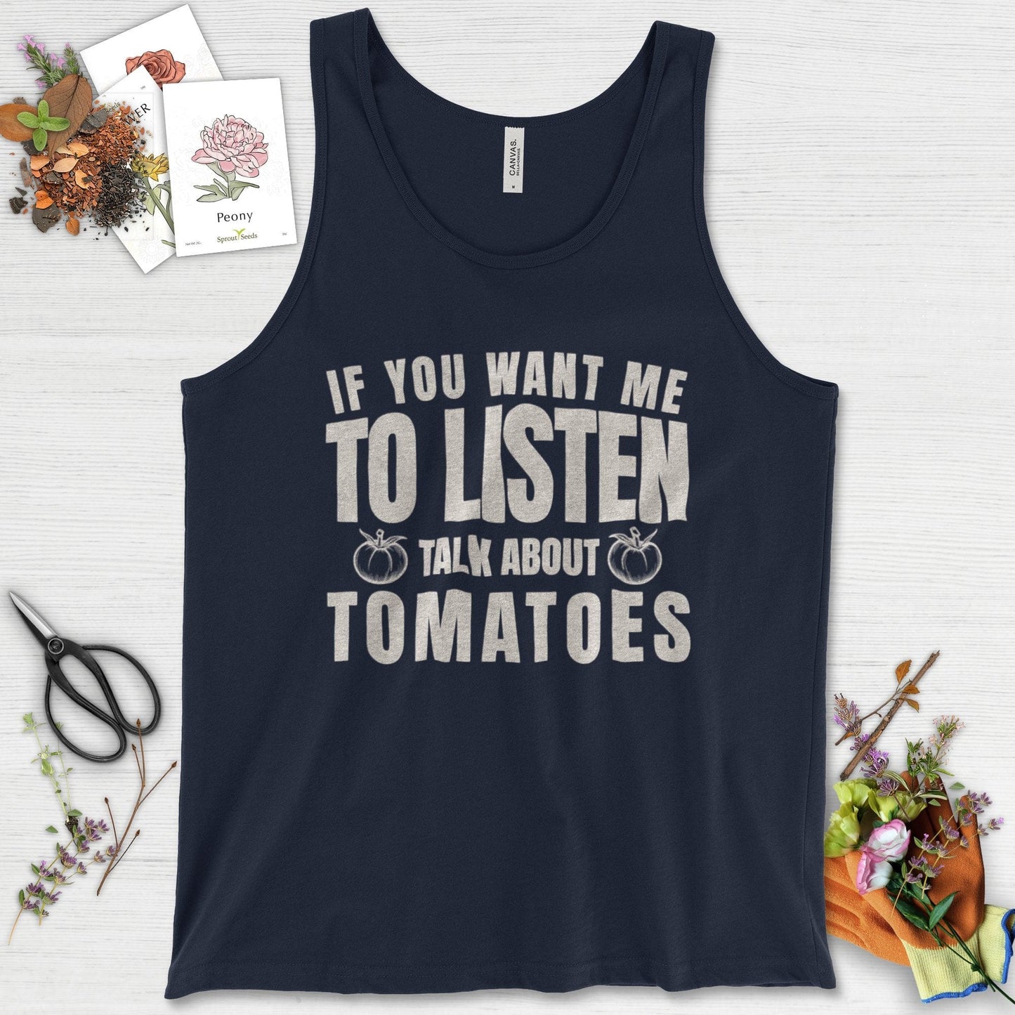 Talk About Tomatoes Tank Top Navy / XS Physical Item