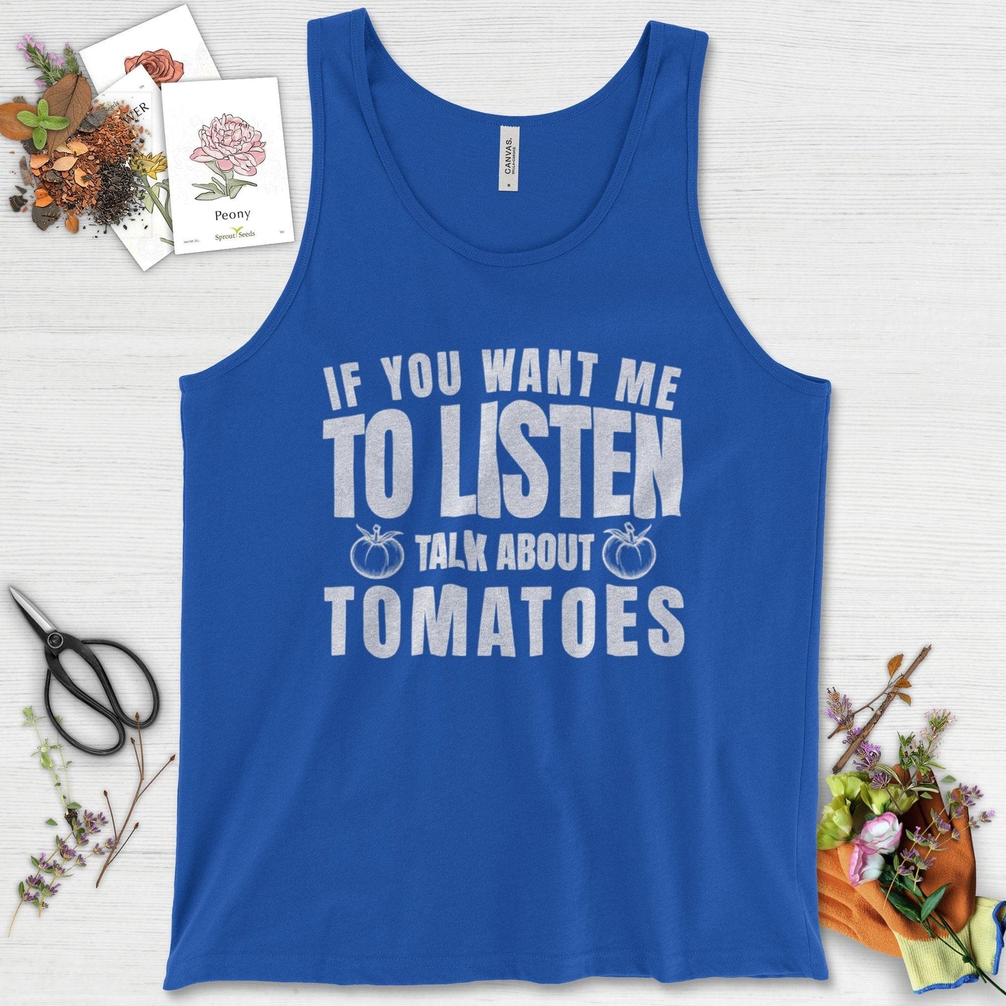 Talk About Tomatoes Tank Top True Royal / XS Physical Item
