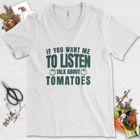 Talk About Tomatoes V-Neck White / S T-Shirt