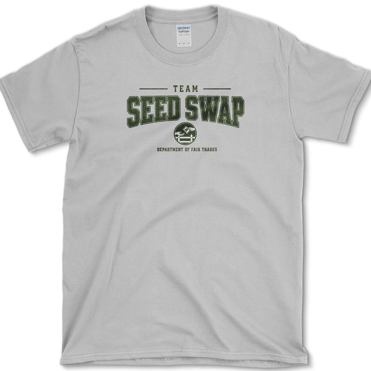 Team Seed Swap artwork featuring seed swap and seed packet on a t-shirt