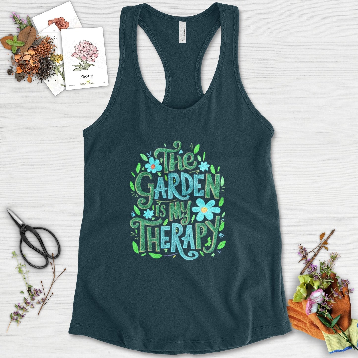 The Garden Is My Therapy Graphic Racerback Racerback / XS / Midnight Navy Physical Item