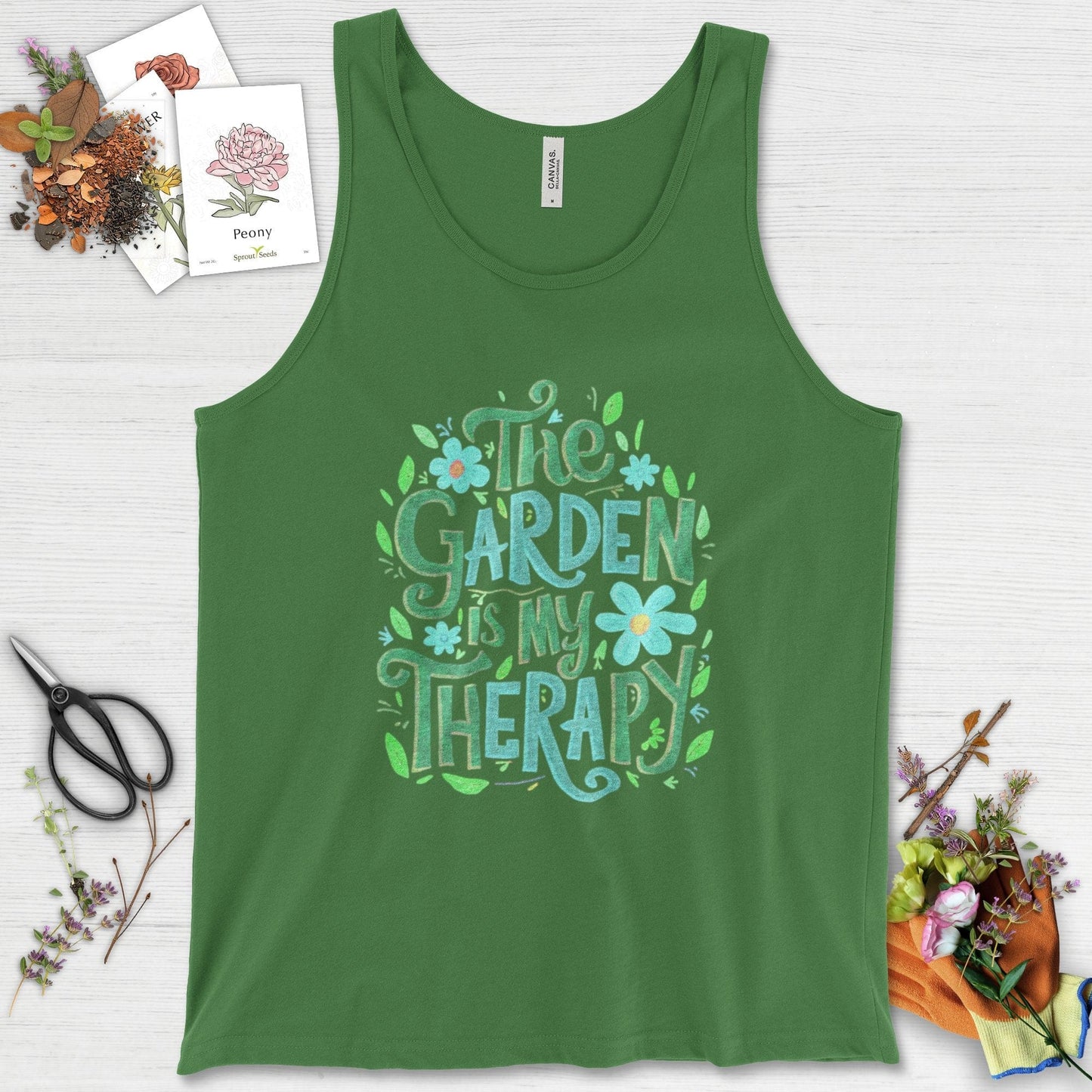 The Garden Is My Therapy Graphic Tank Top Leaf / XS Physical Item