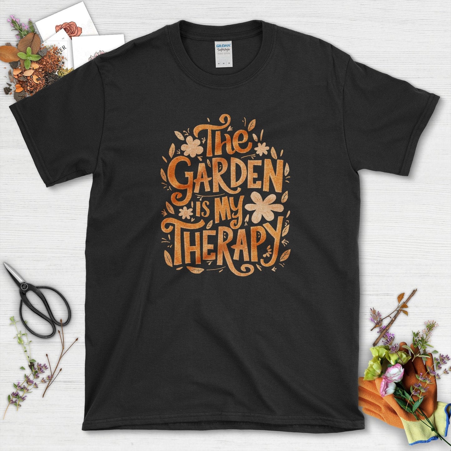 The Garden Is My Therapy Themed Graphic T-Shirt Black / S T-Shirt
