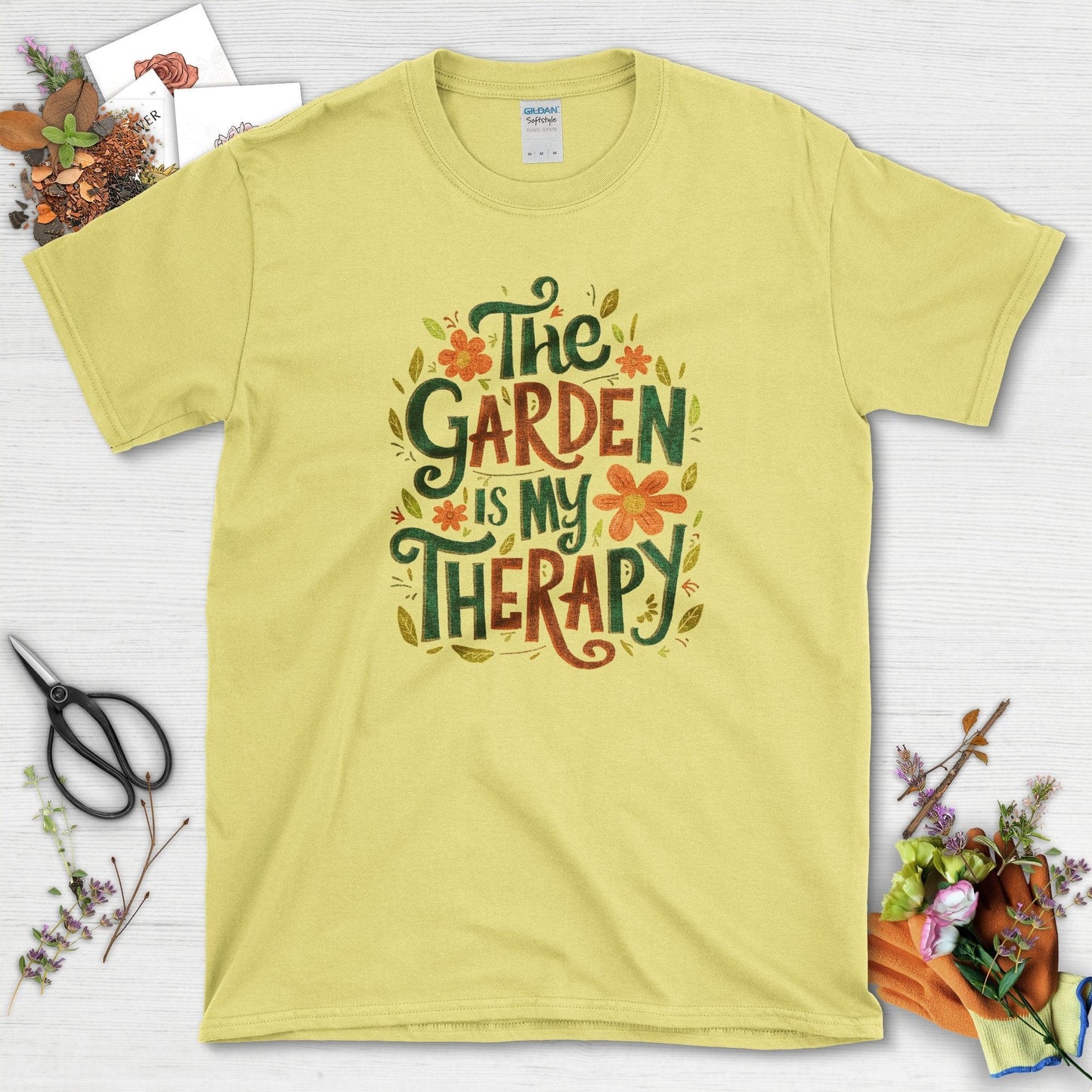 The Garden Is My Therapy Themed Graphic T-Shirt Cornsilk / S T-Shirt