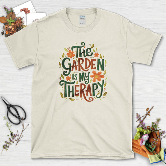 The Garden Is My Therapy Themed Graphic T-Shirt Natural / S T-Shirt