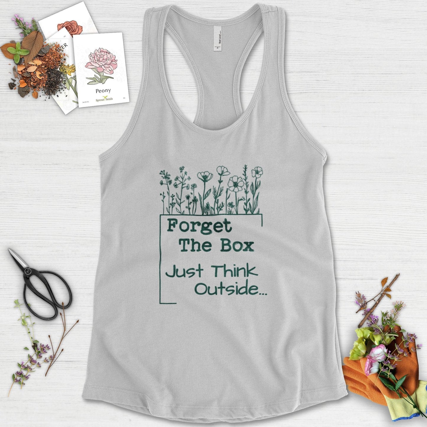 Think Outside the Box Racerback Racerback / XS / Heather Grey Physical Item