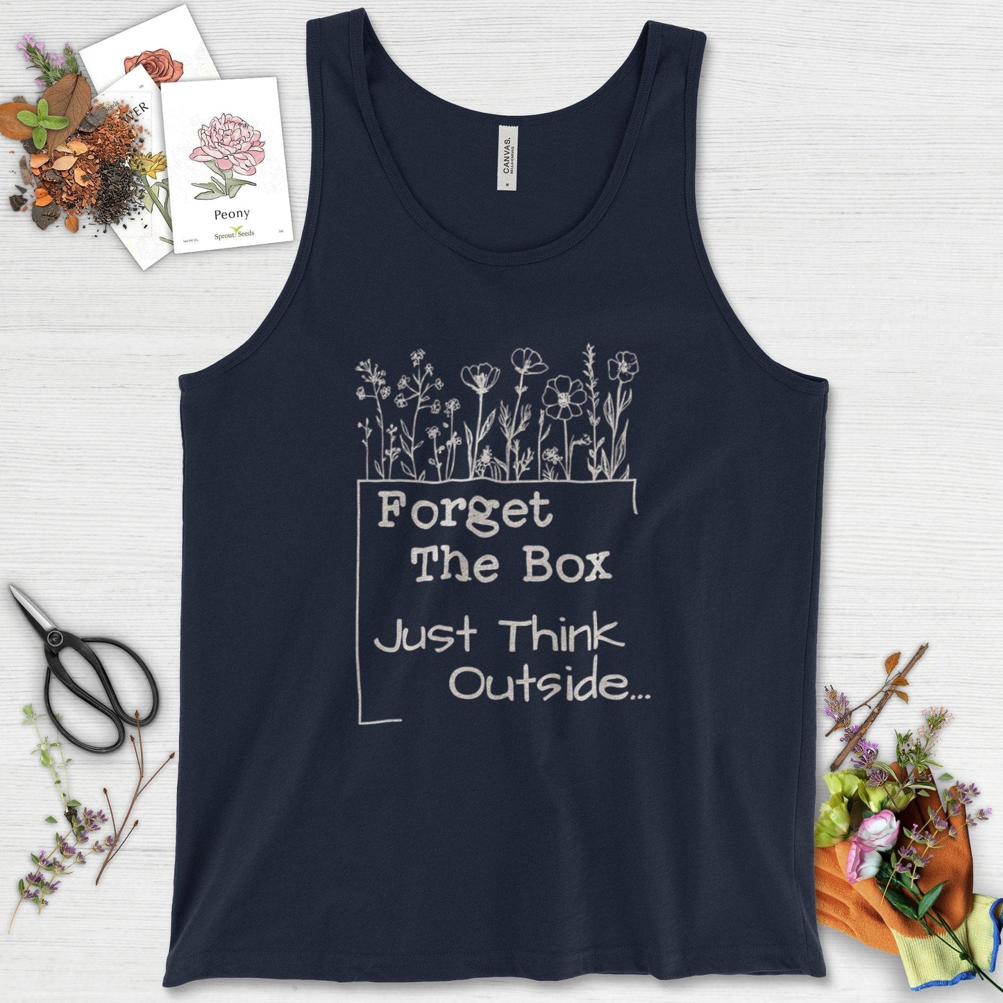 Think Outside the Box Tank Top Navy / XS Physical Item