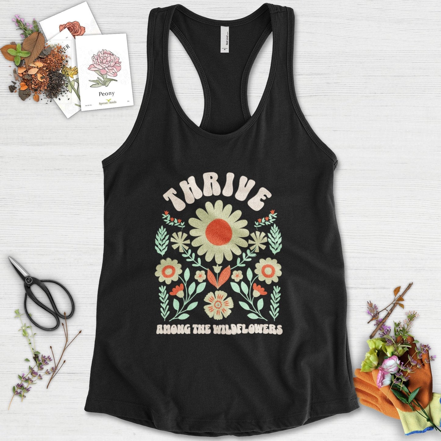 Thrive Among the Wildflowers Racerback Racerback / XS / Black Physical Item