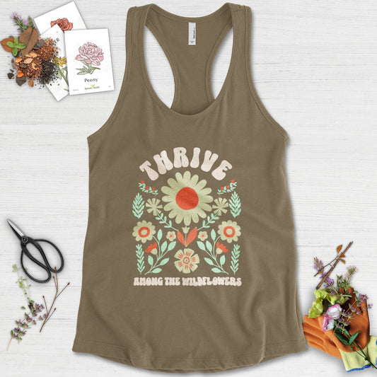Thrive Among the Wildflowers Racerback Racerback / XS / Military Green Physical Item