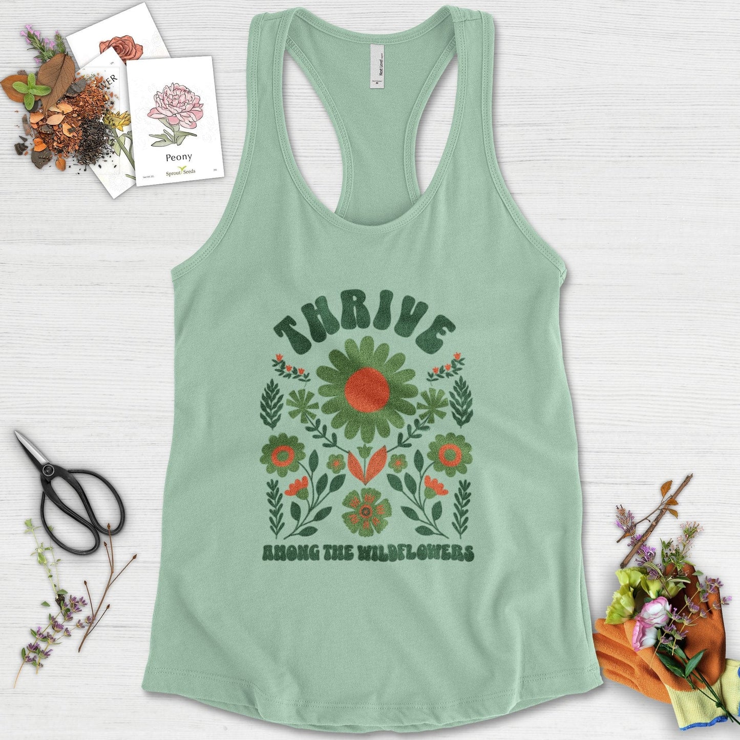 Thrive Among the Wildflowers Racerback Racerback / XS / Mint Physical Item